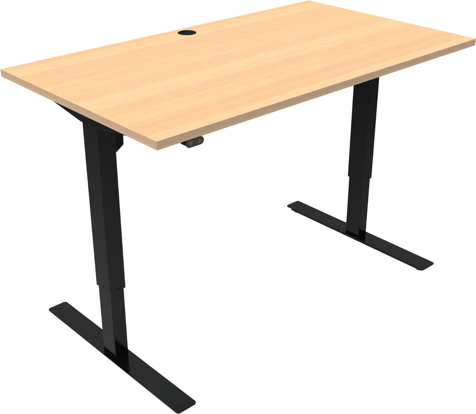 To-bens hæve-/sænkebord ZenNord UpDown firkantet bøgeplade natur/sort justerbar 68 - 118 cm B80 x L140 cm
