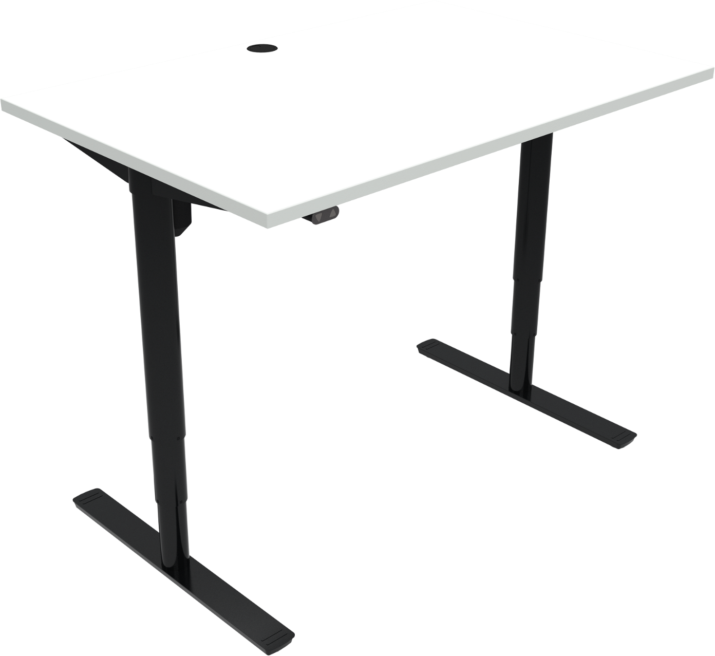 Hæve-/sænkebord skrivebord to-bens firkantet ZenNord ComfortZone 501-49 i MFC 120x80 cm hvid/sort med kabelgennemføring
