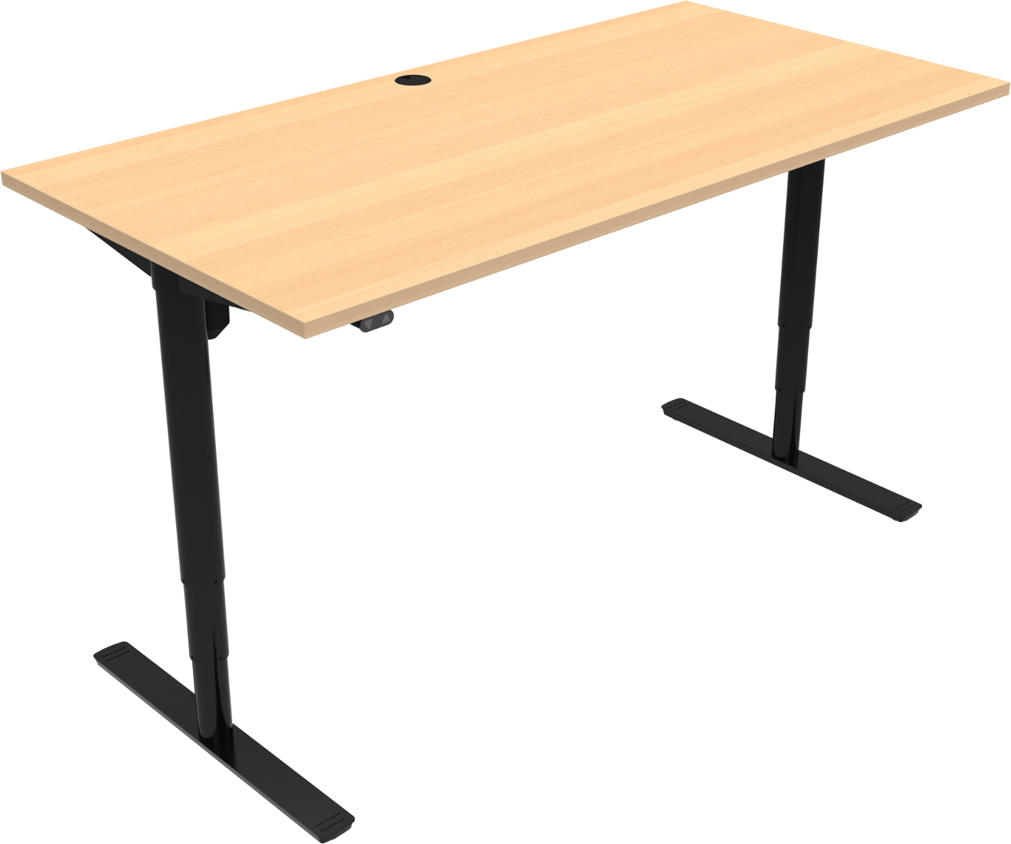 To-bens hæve-/sænkebord ZenNord ComfortZone firkantet bøg/sort 160x80 cm 65-125 cm højdejusterbart