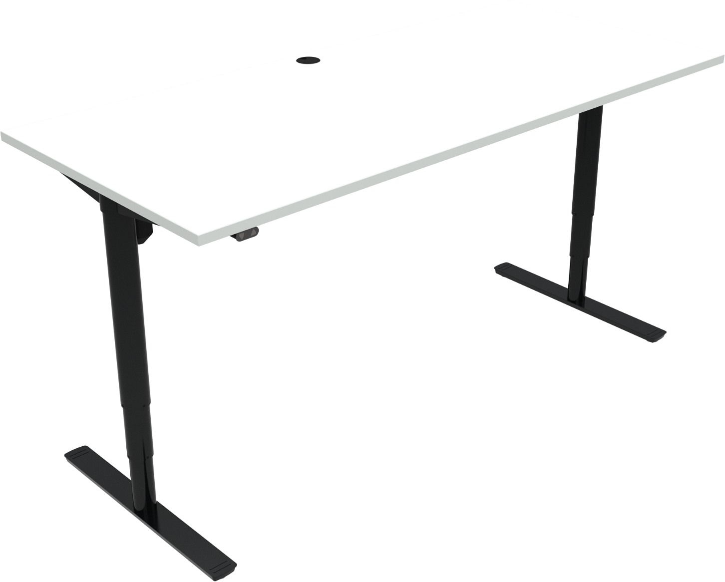 To-bens hæve-/sænkebord skrivebord ZenNord ComfortZone firkantet 180x80 cm 65-125 cm justerbar hvid MFC bordplade med sorte ben
