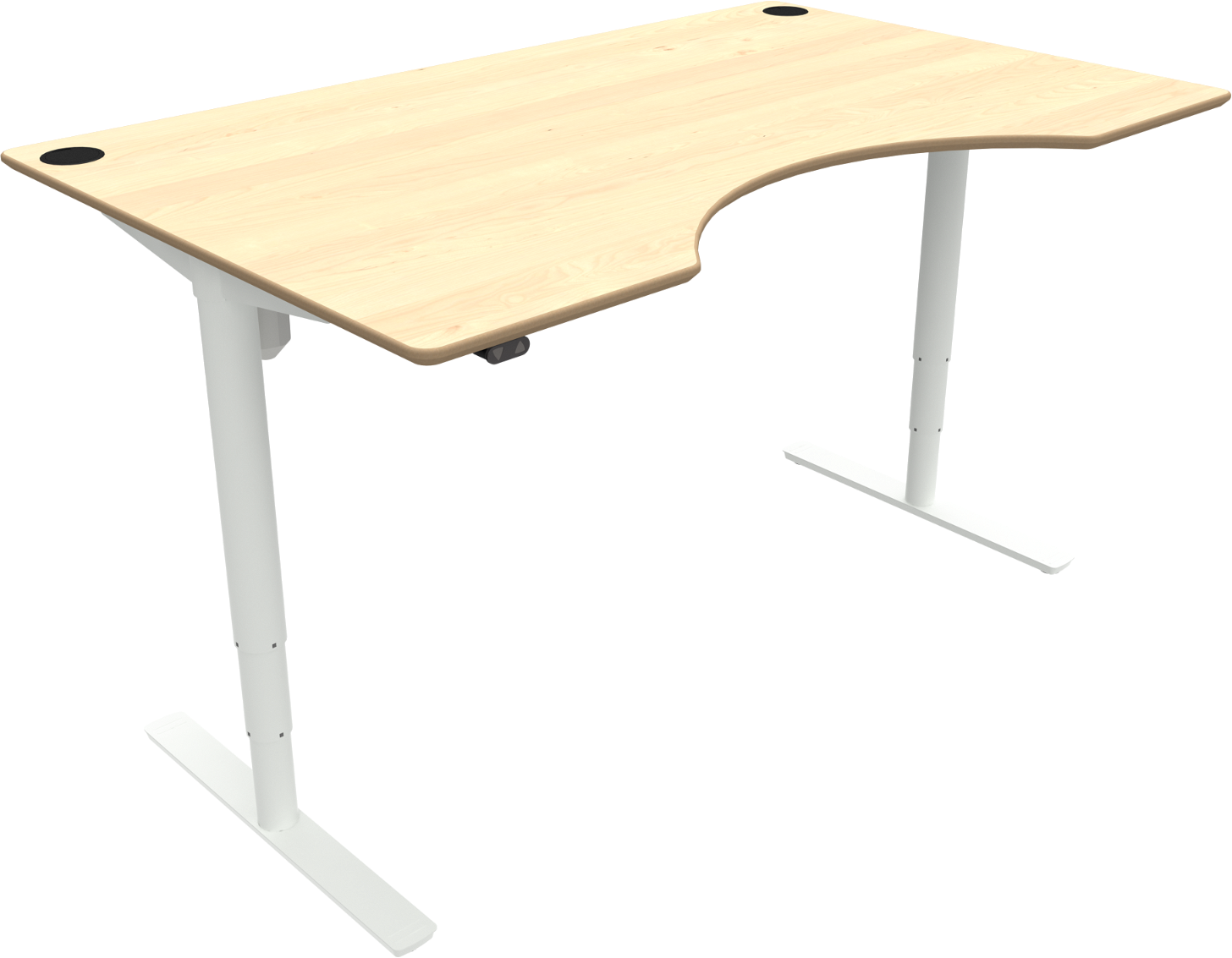 To-bens hæve-/sænkebord ZenNord ComfortZone ergonomisk med centerudskæring ahorn/hvid 160x100 cm