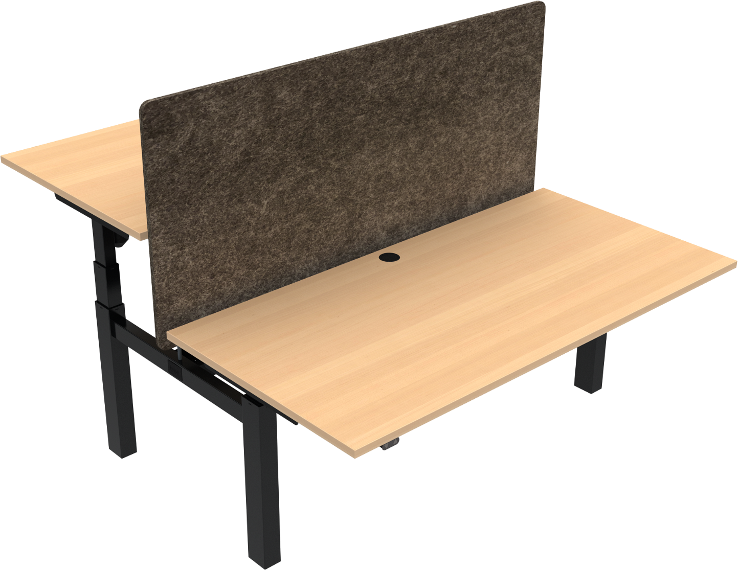 Firkantet to-bens hæve/sænkebord ZenNord OmniLift natur/sort 160x80 cm højde 65-125 cm sit-stand bord