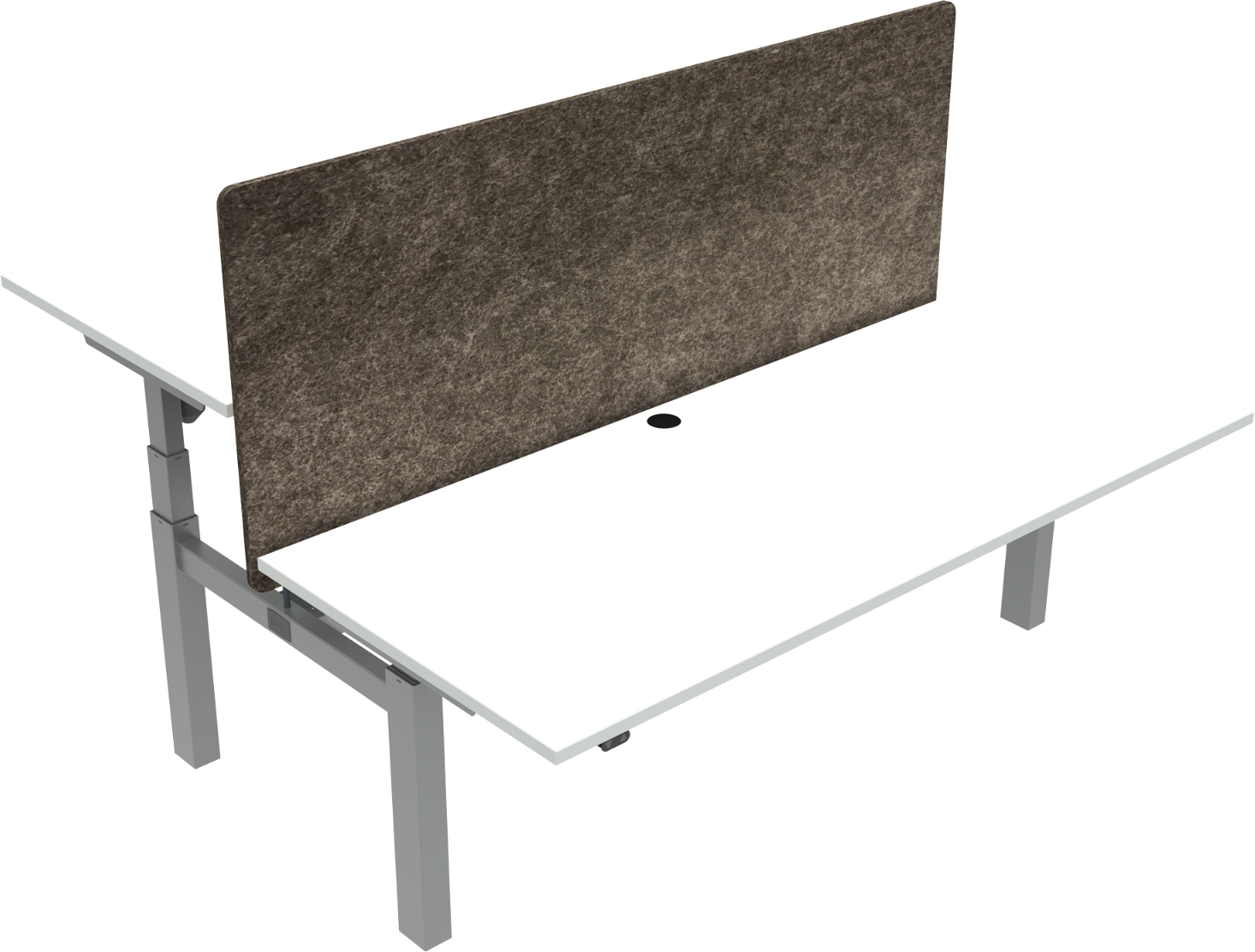 To-bens hæve-/sænkebord firkantet ZenNord OmniLift 125Ã180Ã80 cm hvid/sølv