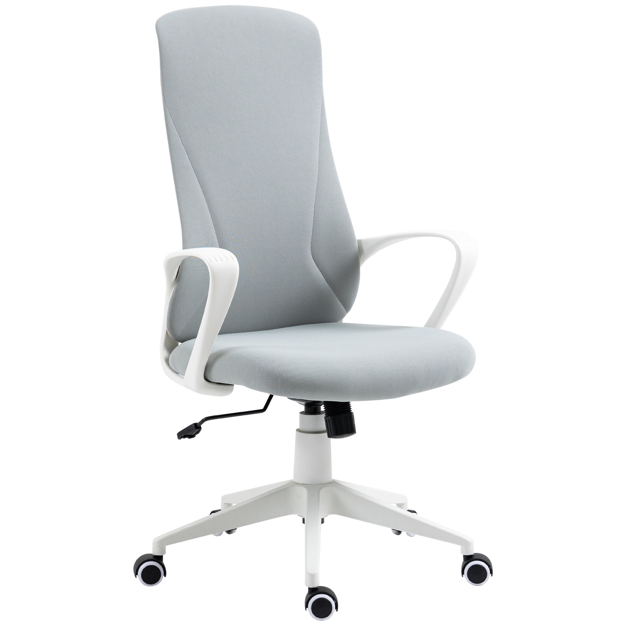 Kontorstol med vippefunktion, højdejusterbar, op til 120 kg, ergonomisk, drejelig, 62 x 56 x 110-119,5 cm, lysegrå