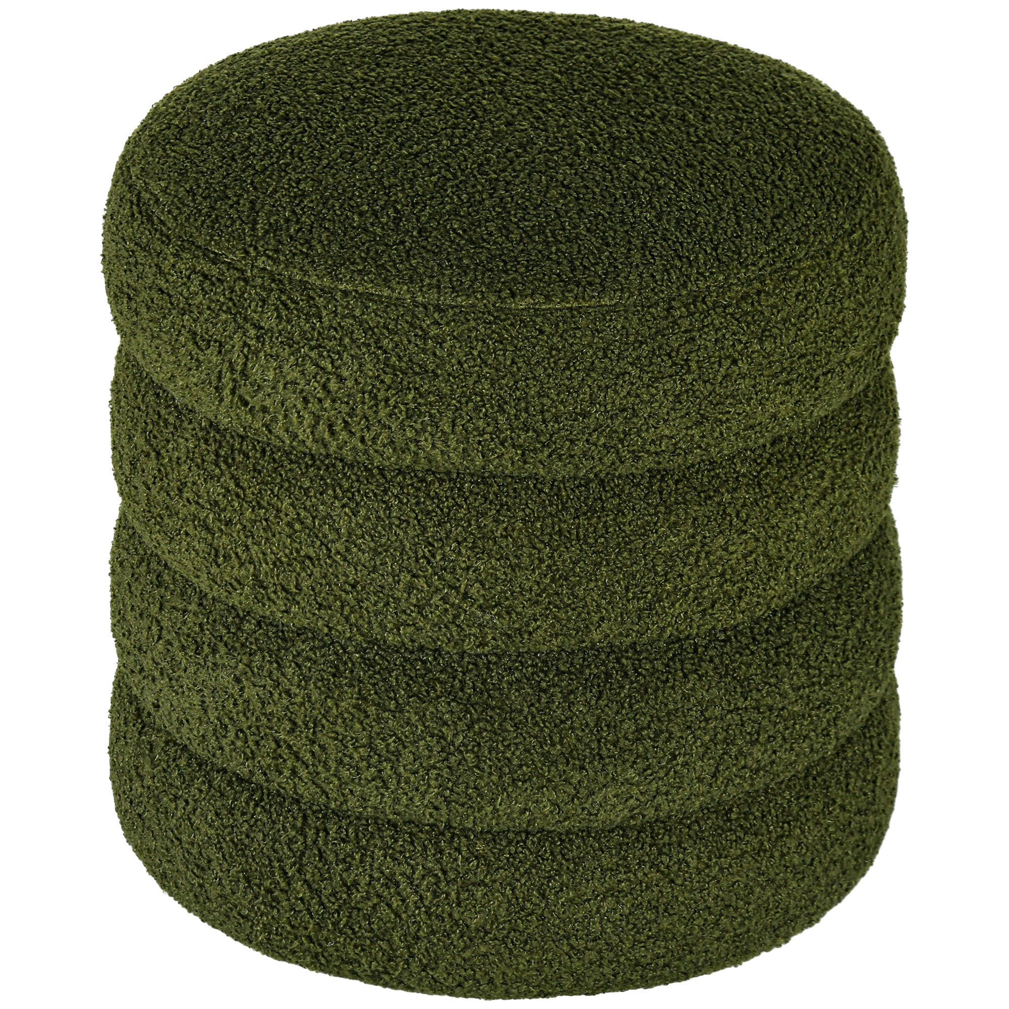 Skammel, rund, teddy fleece, op til 120 kg, ø40x45h cm, grøn