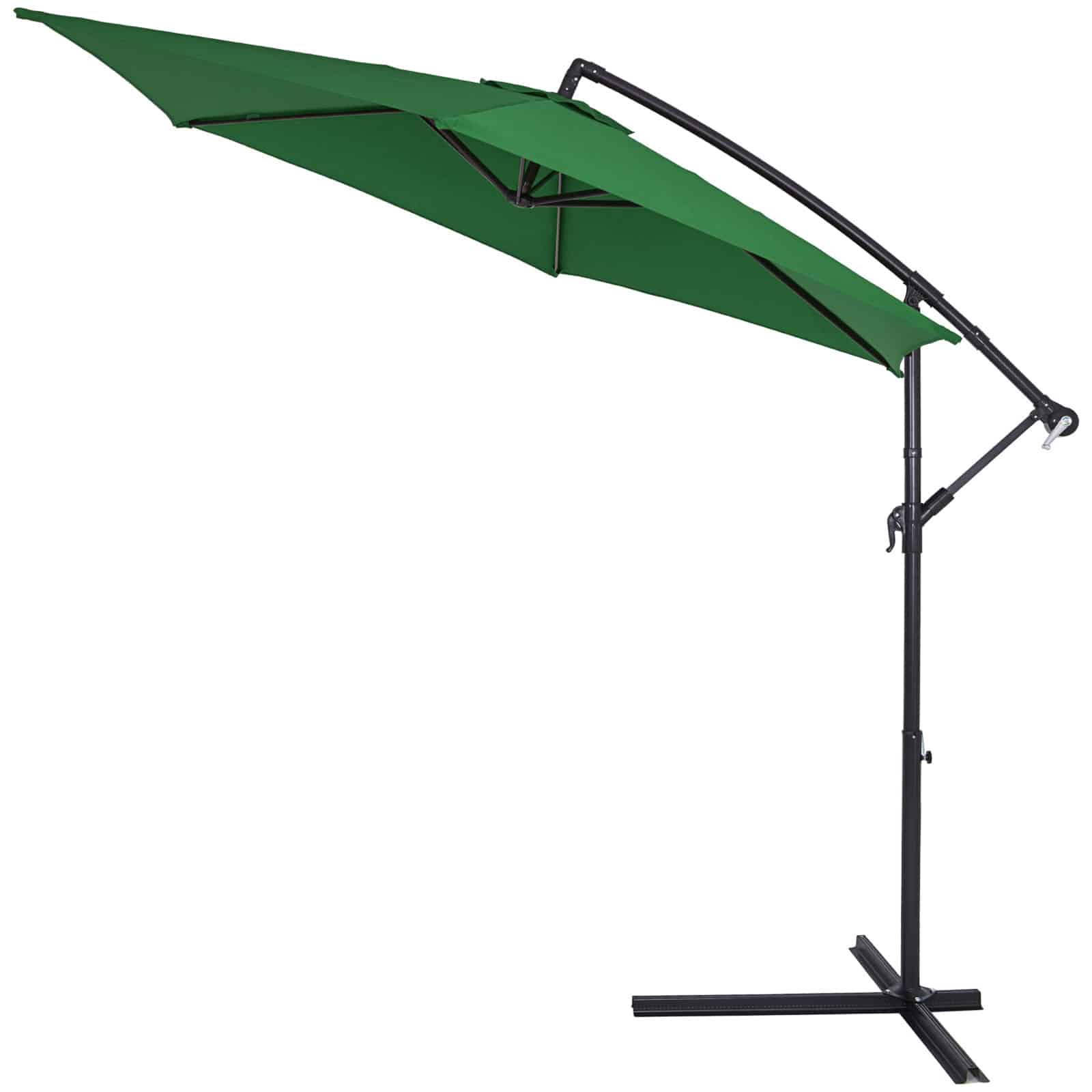 Hængeparasol med stativ  -  300-330 cm, vipbar & vandafvisende, grøn