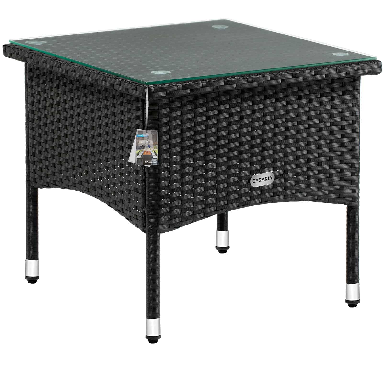 Havebord i polyrattan  -  sort sidebord til terrassen, 50 x 50 x 45 cm