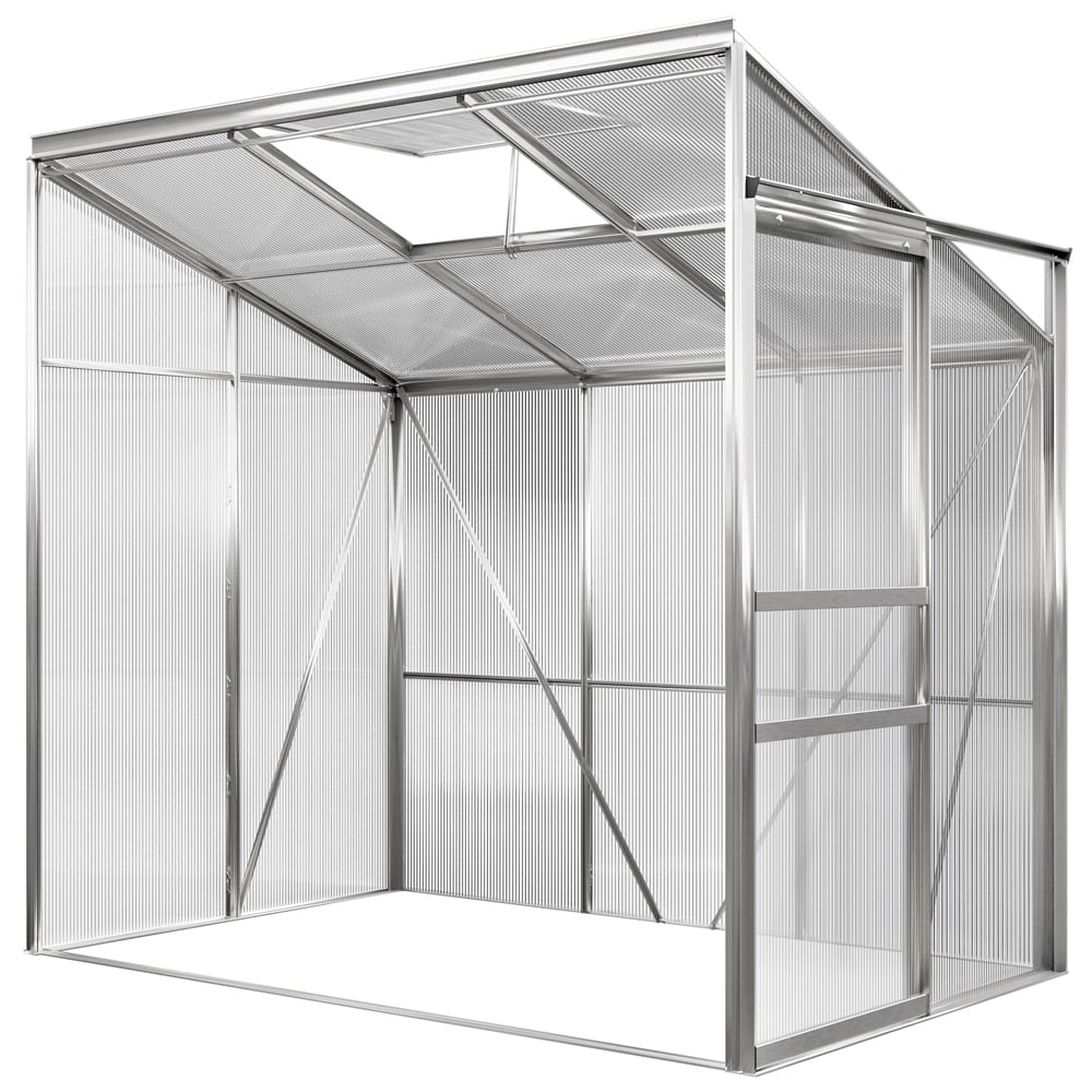 Alu sidedrivhus med vindue, 190x122x202 cm