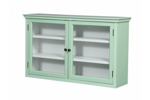 Amager Væghængt Vitrineskab - 60x100x26 cm Pastelgrøn/Hvid