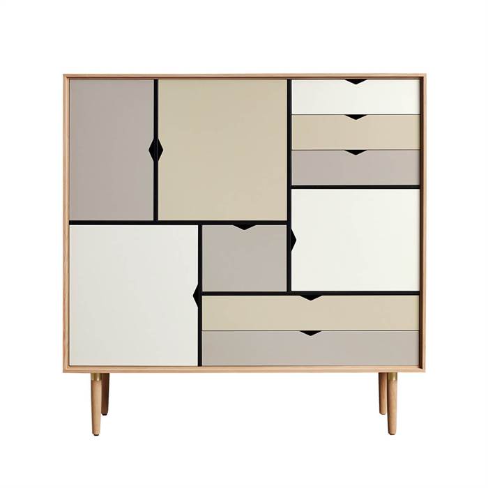 Andersen Furniture S3 reol Farvede fronter - Eg sæbe  : Erling Christensen Møbler