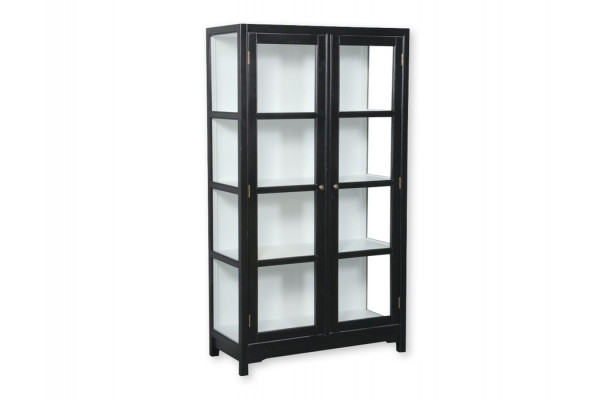 Barsø Vitrineskab - 160x90x40 cm Sort/Hvid