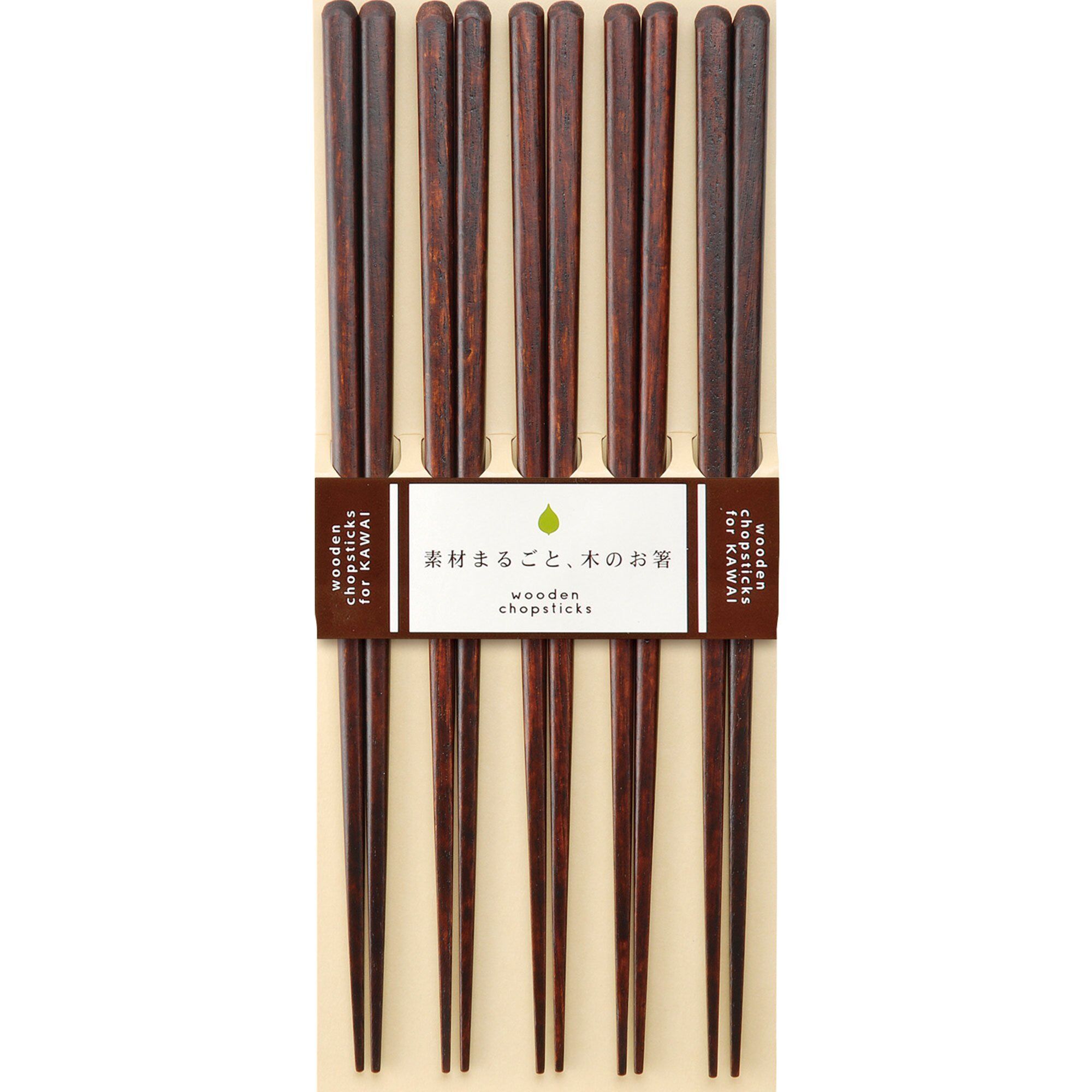 Kawai Spisepinde plain wood 5 sæt, brun