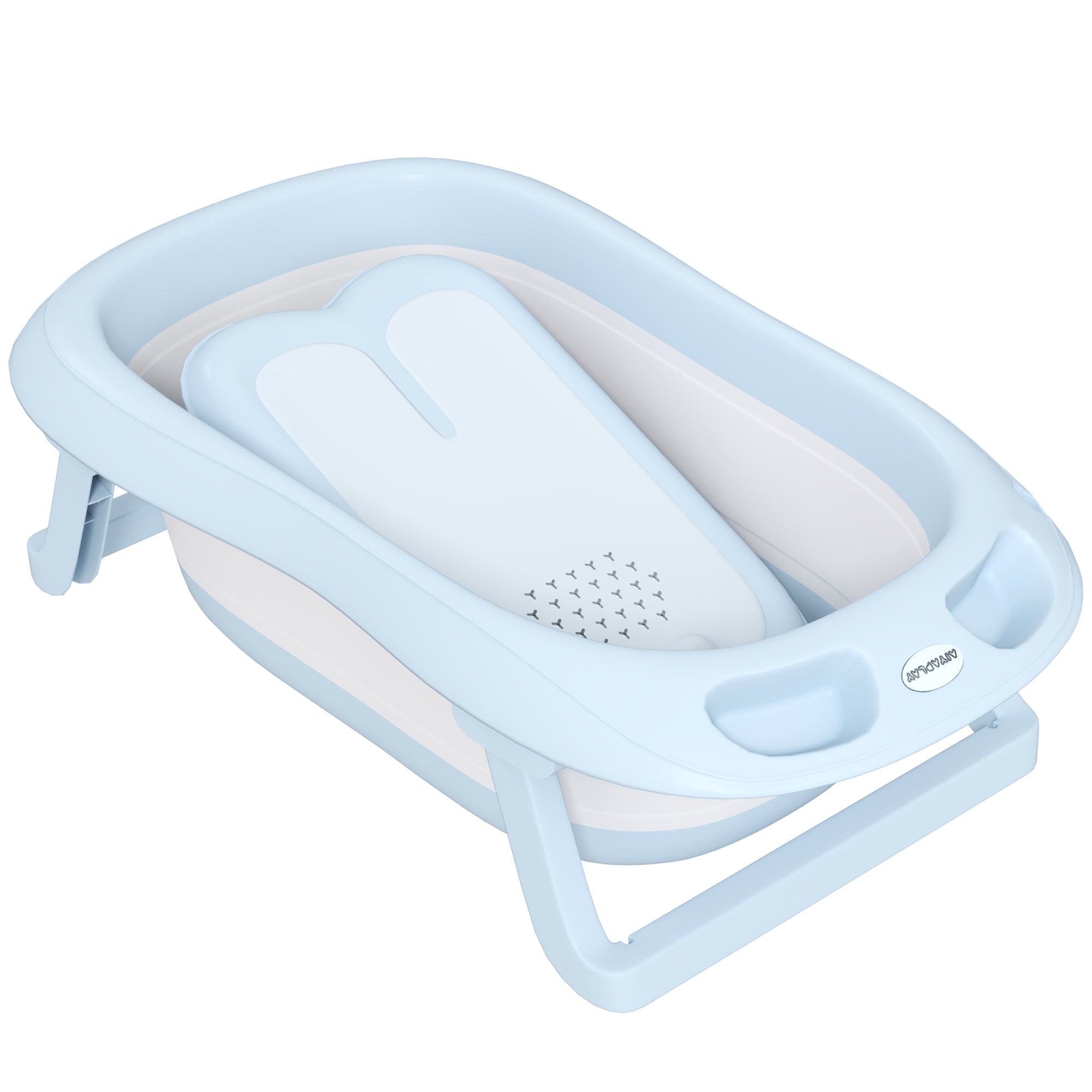 Babybadekar, foldbart, skridsikker bund, sikre materialer, 83l x 48b x 23,5h cm, lyseblå