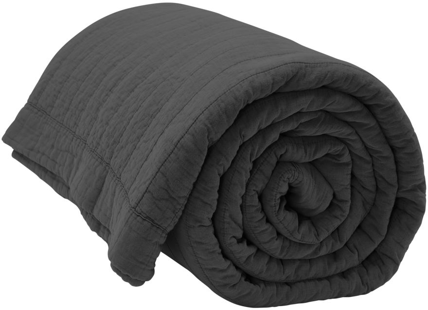 Quiltet sengetæppe byNORD Magnhild stonewashed bomuld 280x280 cm coal