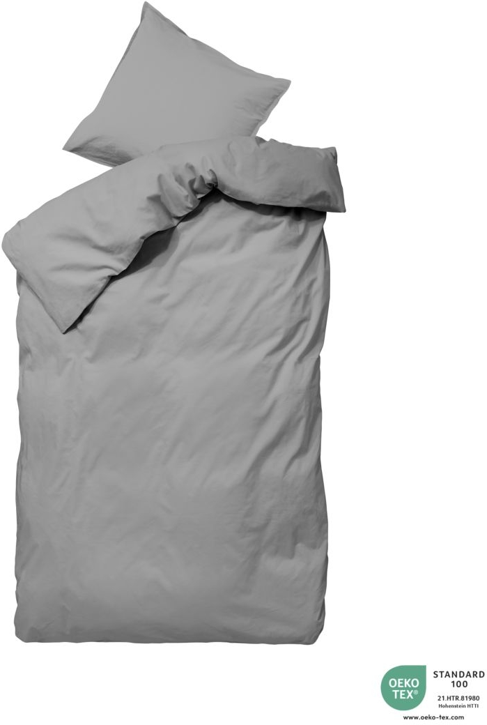 Sengesæt byNORD Ingrid dyne- og pudebetræk økologisk bomuld percale enzymvasket Thunder 140x22060x63 cm