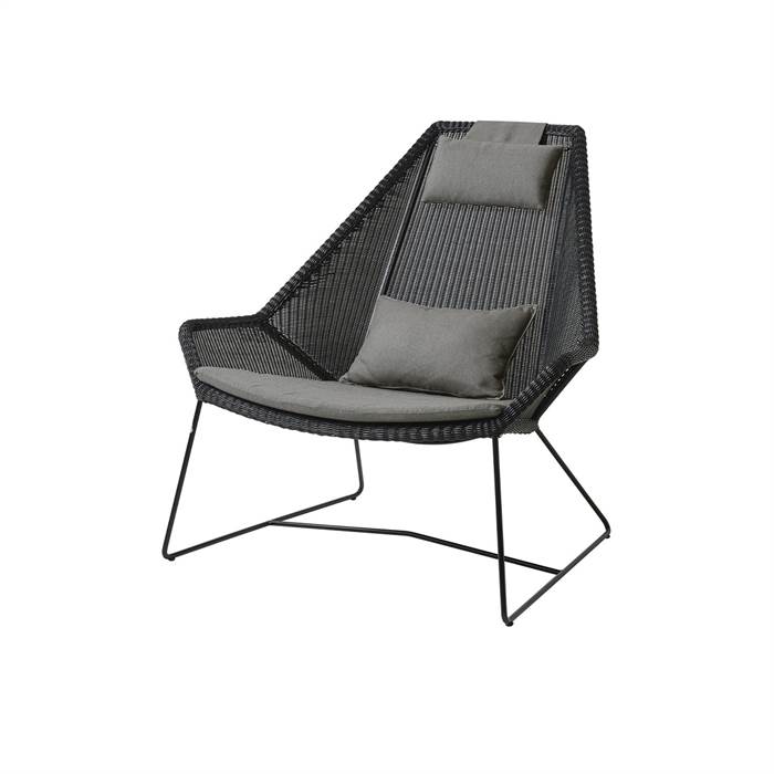 Cane-Line Breeze highback havestol - sort med hynde i taupe  : Erling Christensen Møbler
