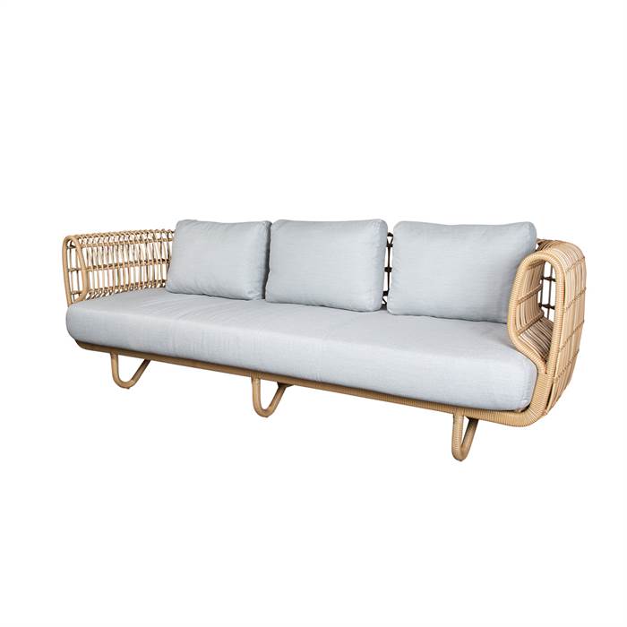 Cane-Line Nest 3 pers. sofa - Natur med grå hynder  : Erling Christensen Møbler