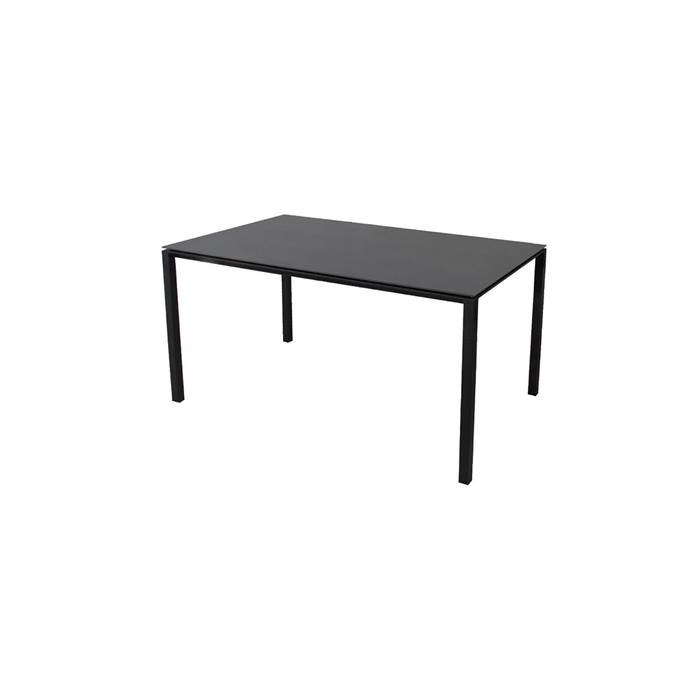 Cane-Line Pure havebord - 150 x 90 cm - Stel i lavagrå, bordplade i Nero sort Lava grå (Aluminium) : Erling Christensen Møbler