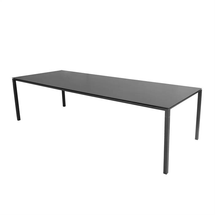 Cane-Line Pure havebord - 280x100 cm - Stel: Lavagrå - Bordplade: Nero sort Lava grå (Aluminium) : Erling Christensen Møbler