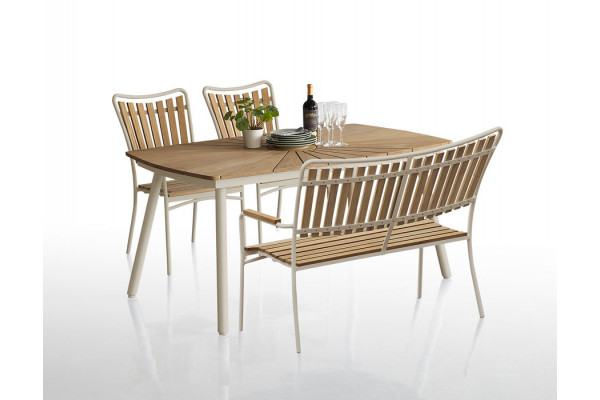 DaneLine Eva Teak Havemøbelsæt m/bænk+2 stole - 90x160 cm - Latte