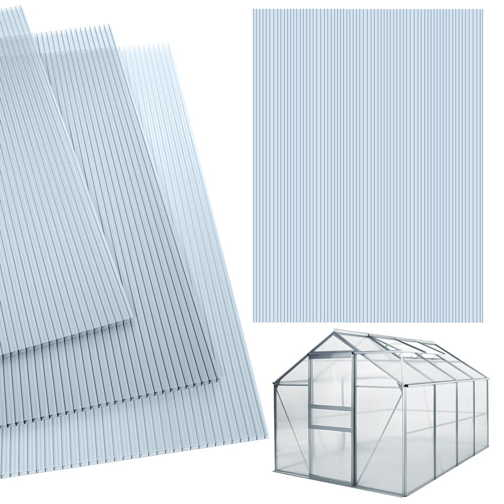 14x polycarbonat hulkammerplader 4mm, 10,25 mÂ² dobbeltvægsplade 1210x605 mm, drivhuspanel