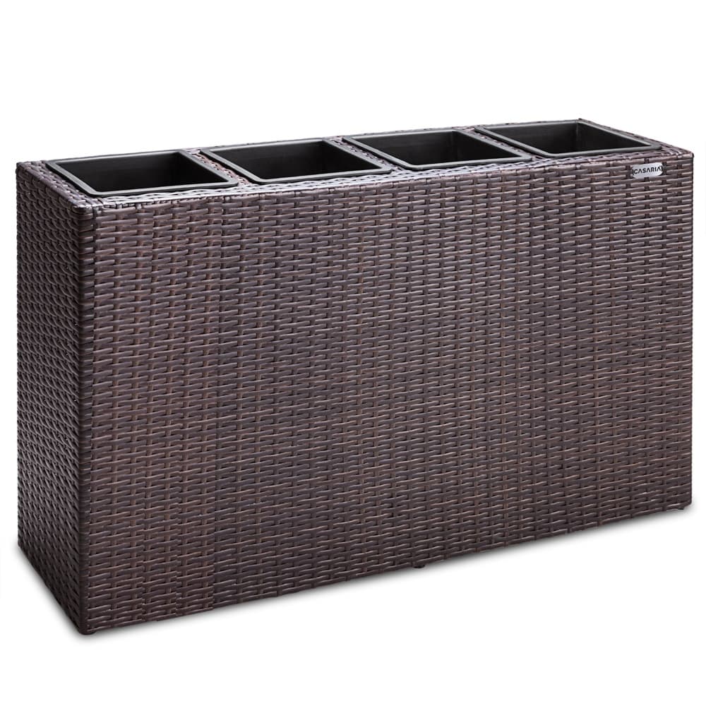 Blomsterkasse 4 inderpotter polyrattan mesh, brun