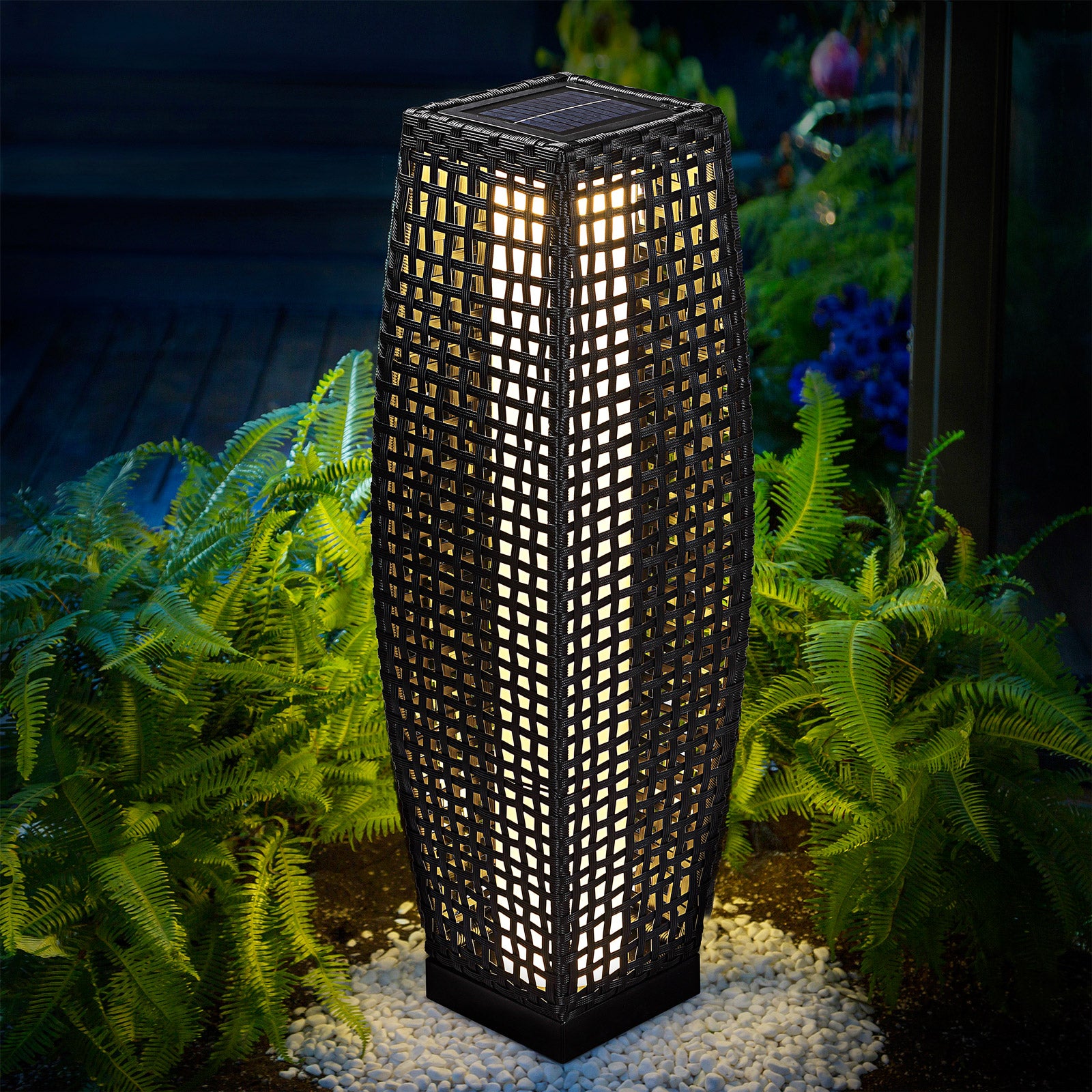 Solcellegulvlampe Rattan 70cm