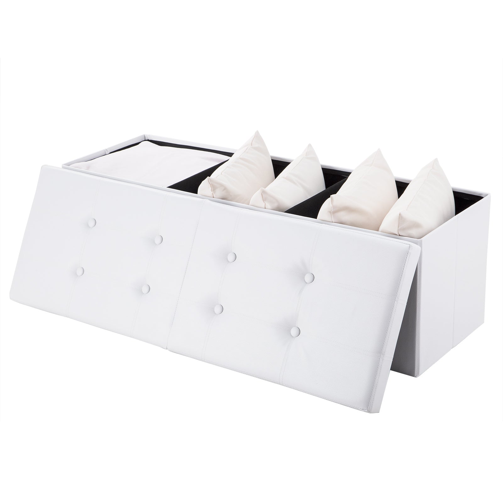 Foldbar opbevaringsbænk med polstret sæde  -  XL 115x38x38 cm / L 80x40x40 cm