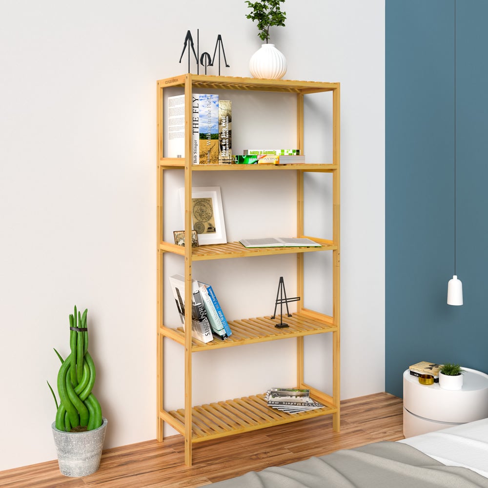 Bambusreol med 5 hylder, 130x60x26 cm