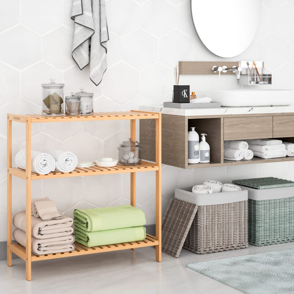 Bambusreol med 3 hylder 66x58x26 cm