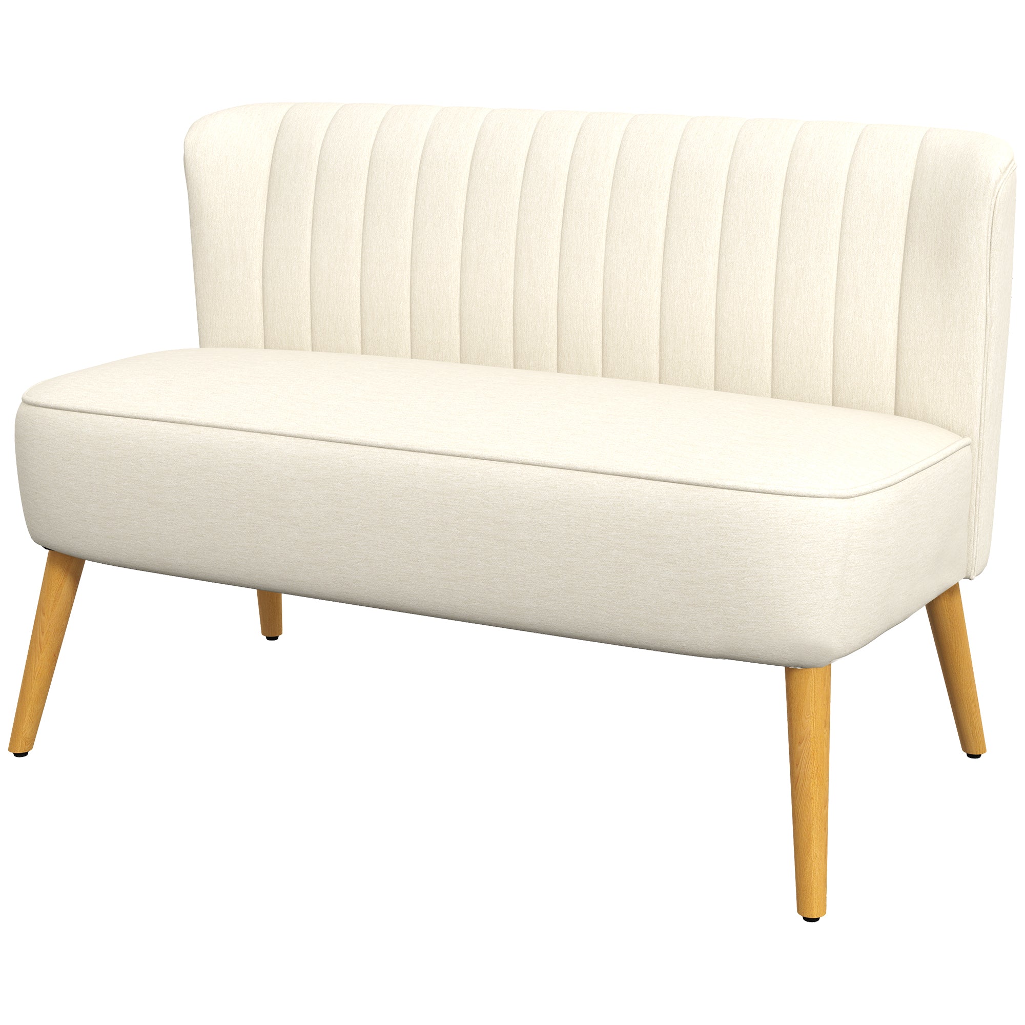 2-Personers sofa, blød polstring, letplejeligt betræk, op til 150 kg, 117 x 56,5 x 77 cm, cremehvid