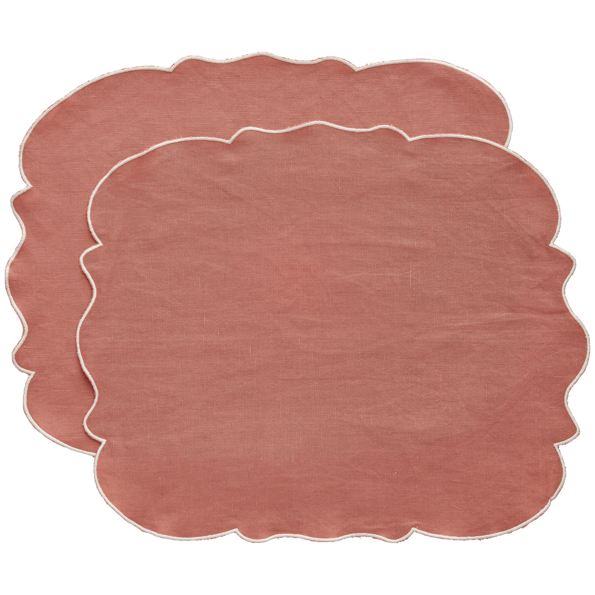 Decotique Gia dækkeserviet hør 45 Ã 35 cm 2-pak, rosa/hvid