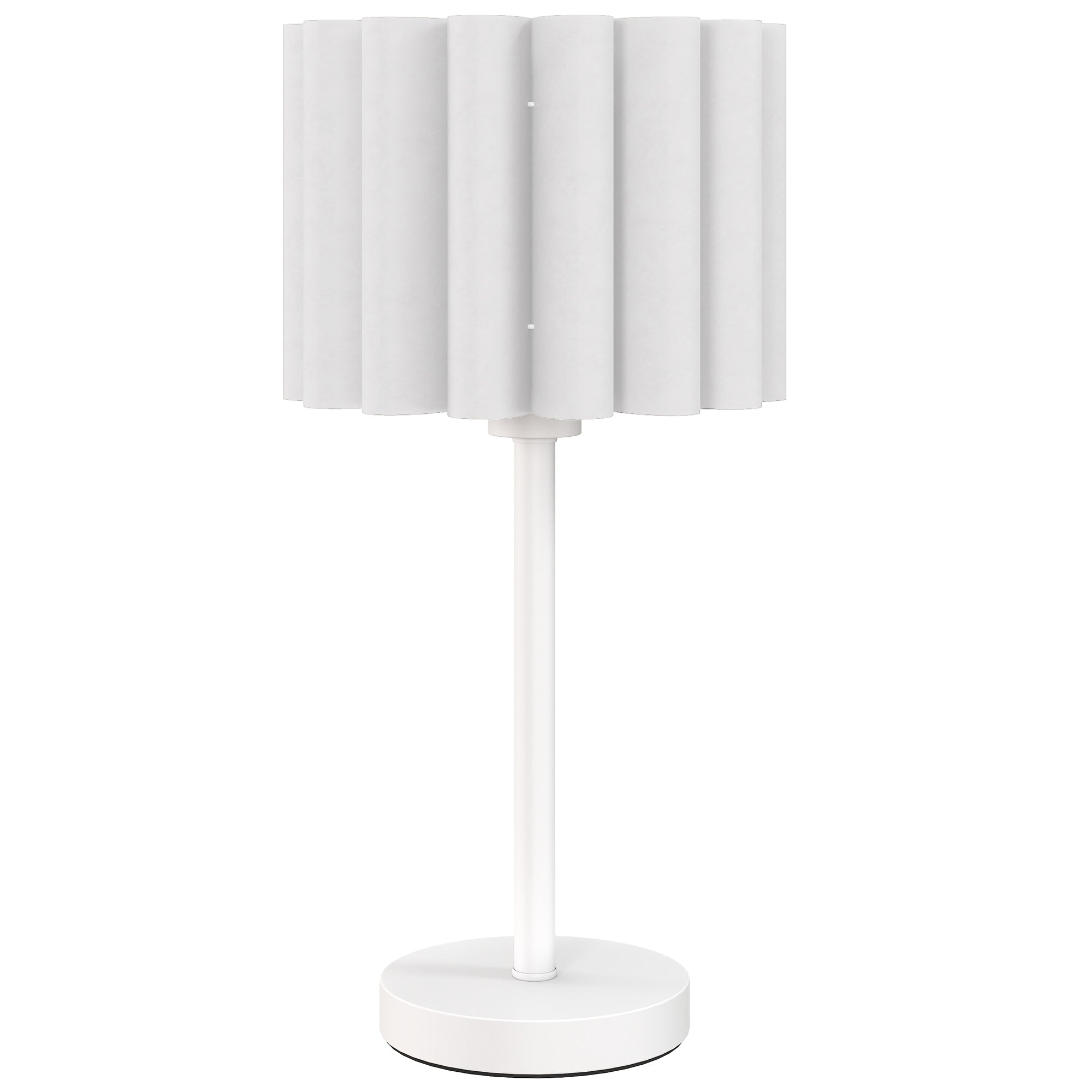 Bordlampe i retrostil, natlampe, plastikskærm, knapkontakt, hvid