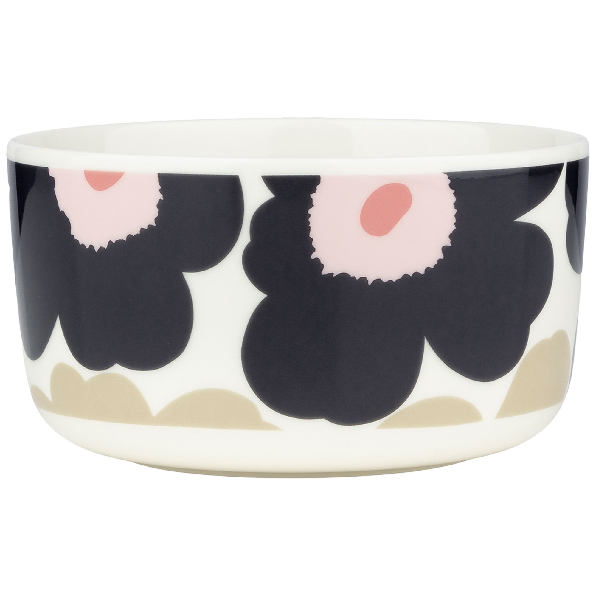 Marimekko Unikko skål 5 dl, hvid/kolgrå/sand