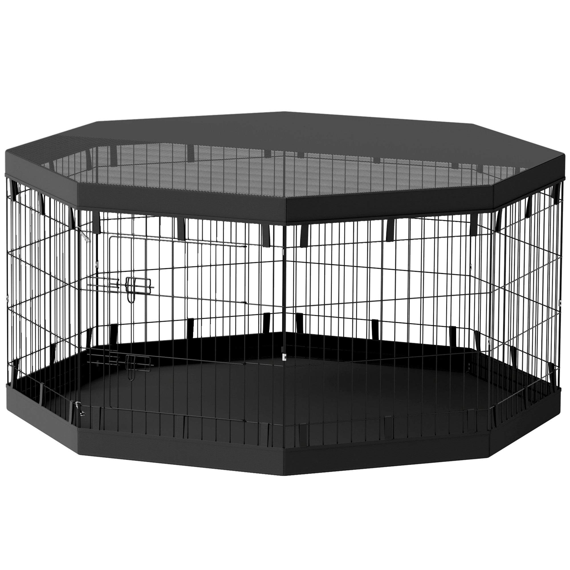 Hvalpegård, 76 cm høj/ca. 2,5 mÂ², 8 paneler, bund, kombineret tagpresenning