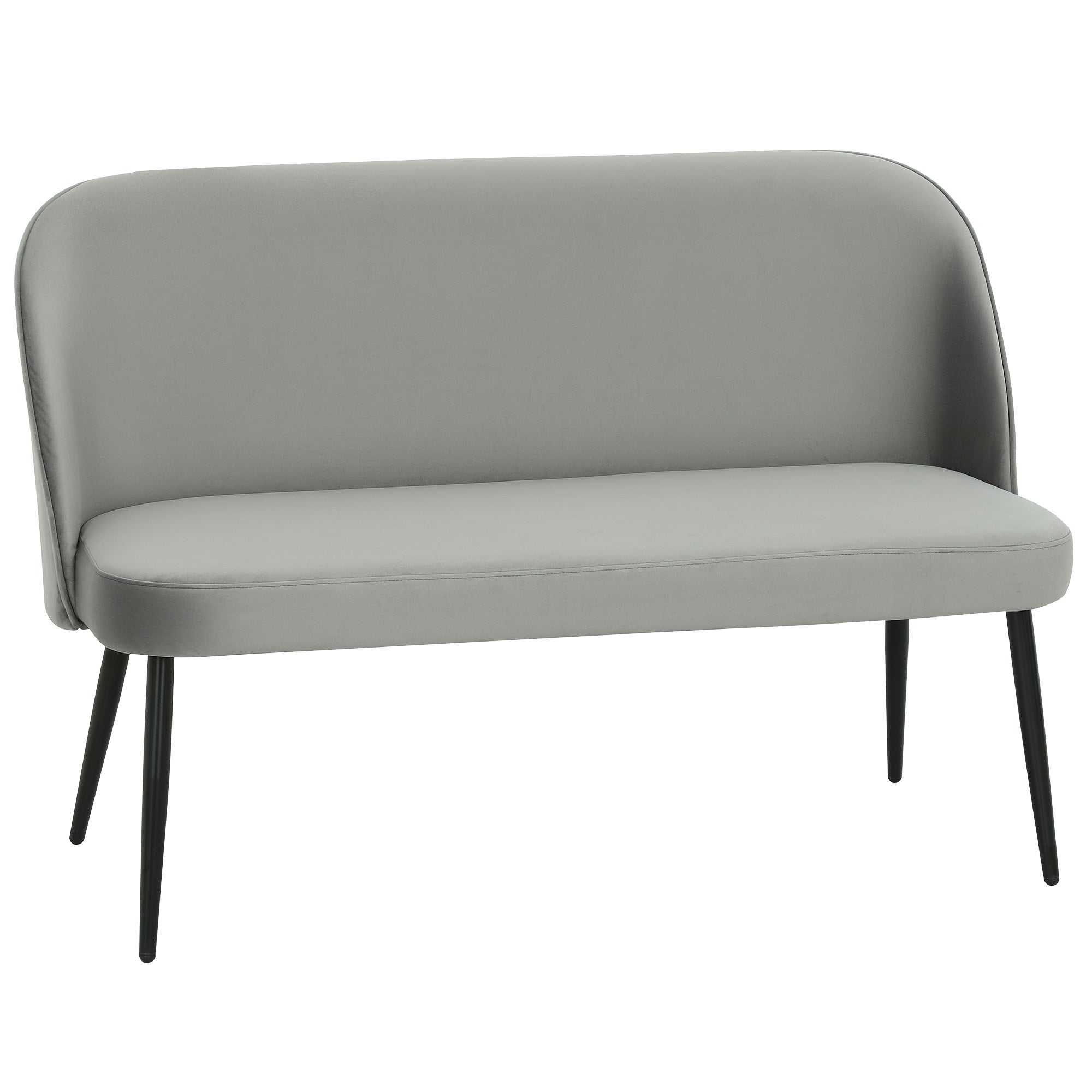 2-personers sofa, moderne polstret sofa med metal- og træstel, fløjlsblødt stofbetræk, grå