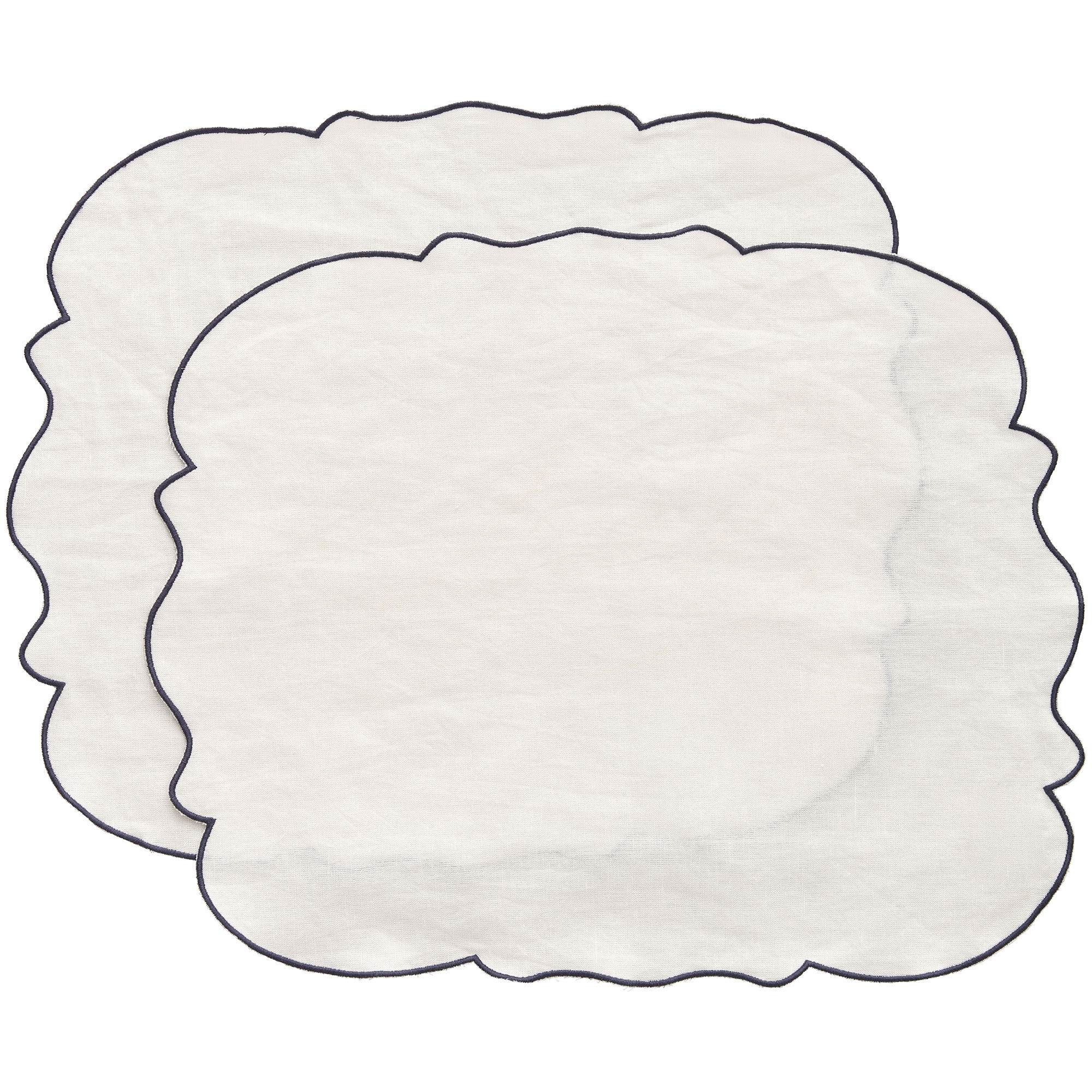 Decotique Gia dækkeserviet hør 45 Ã 35 cm 2-pak, hvid/blå