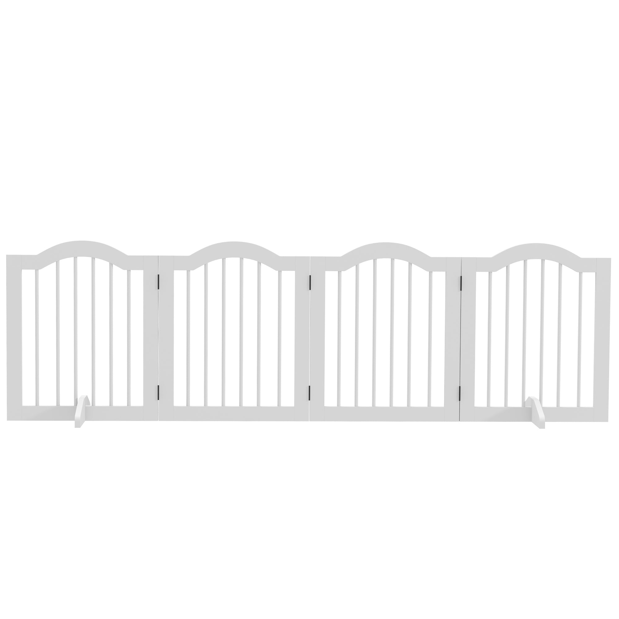 Foldbar hundegitter, 4 paneler, til trapper, gange, døre, mdf/massivt træ, hvid
