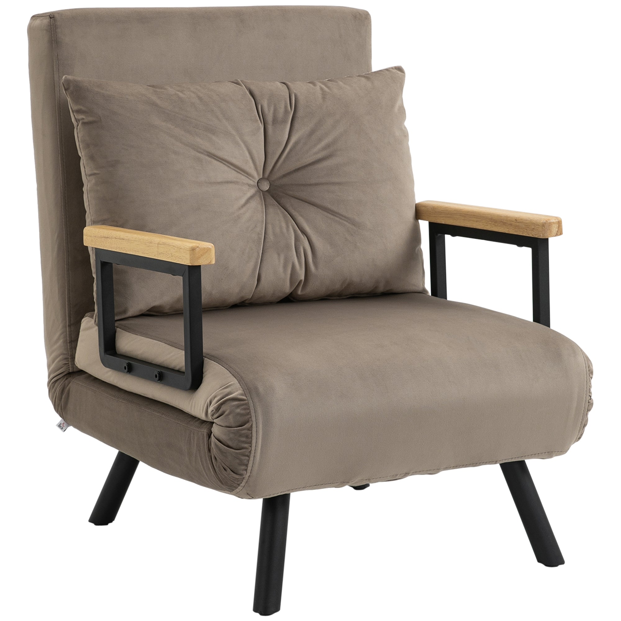 Sovestol, gæsteseng, justerbar ryglæn, op til 120 kg, stålstel, 63 x 73 x 81 cm, lysegrå