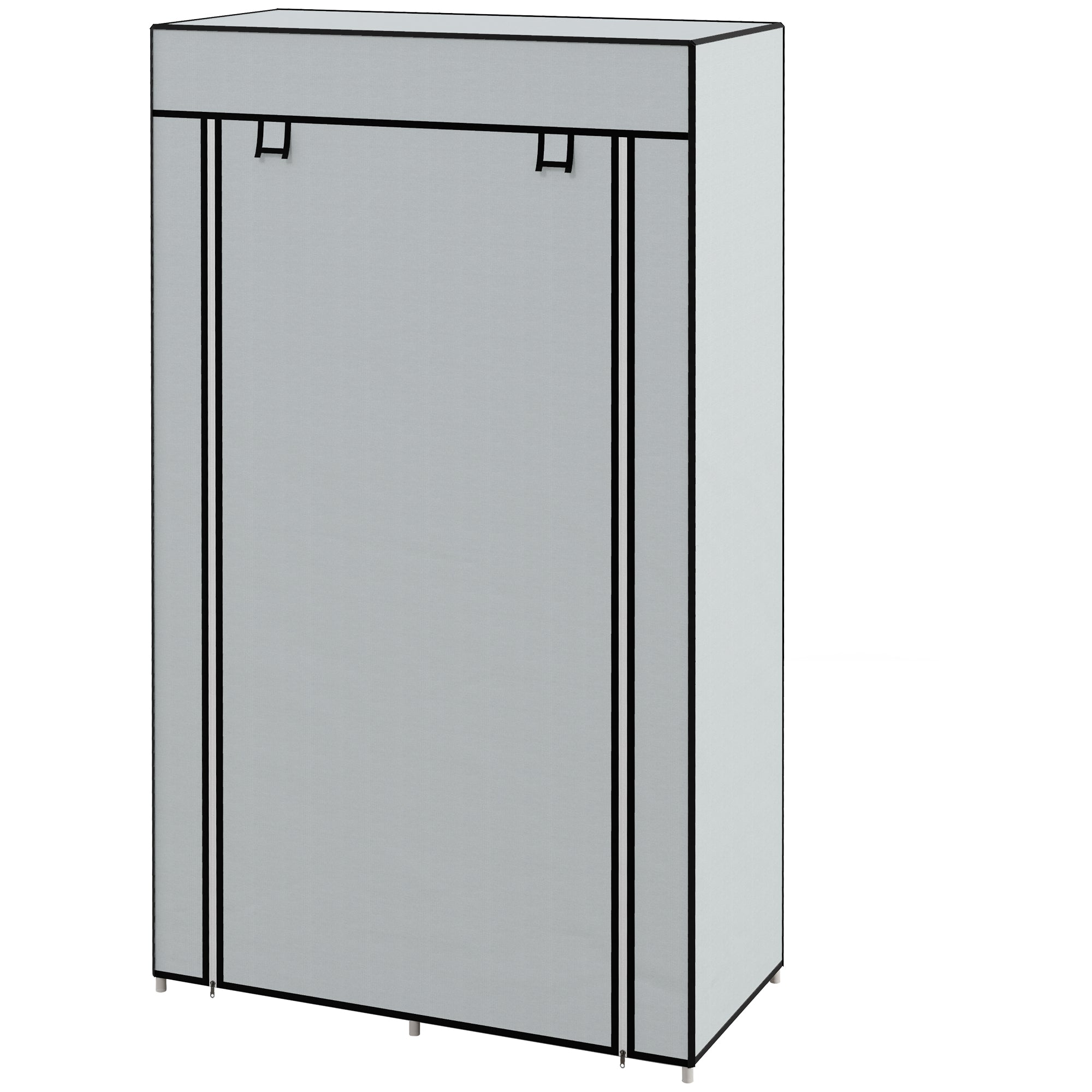 Garderobeskab i stof med 1 garderobestang, 2 skuffer, 83 x 42,5 x 162,5 cm, grå