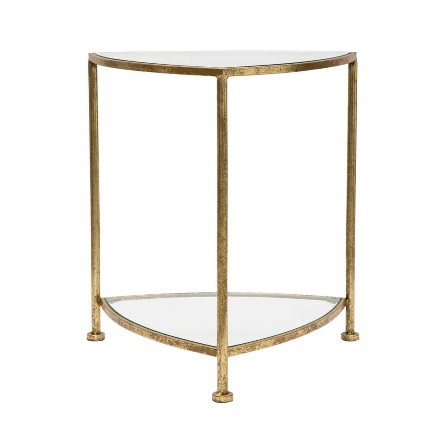 Glam sofabord i jern og glas  -  45x45x50 cm