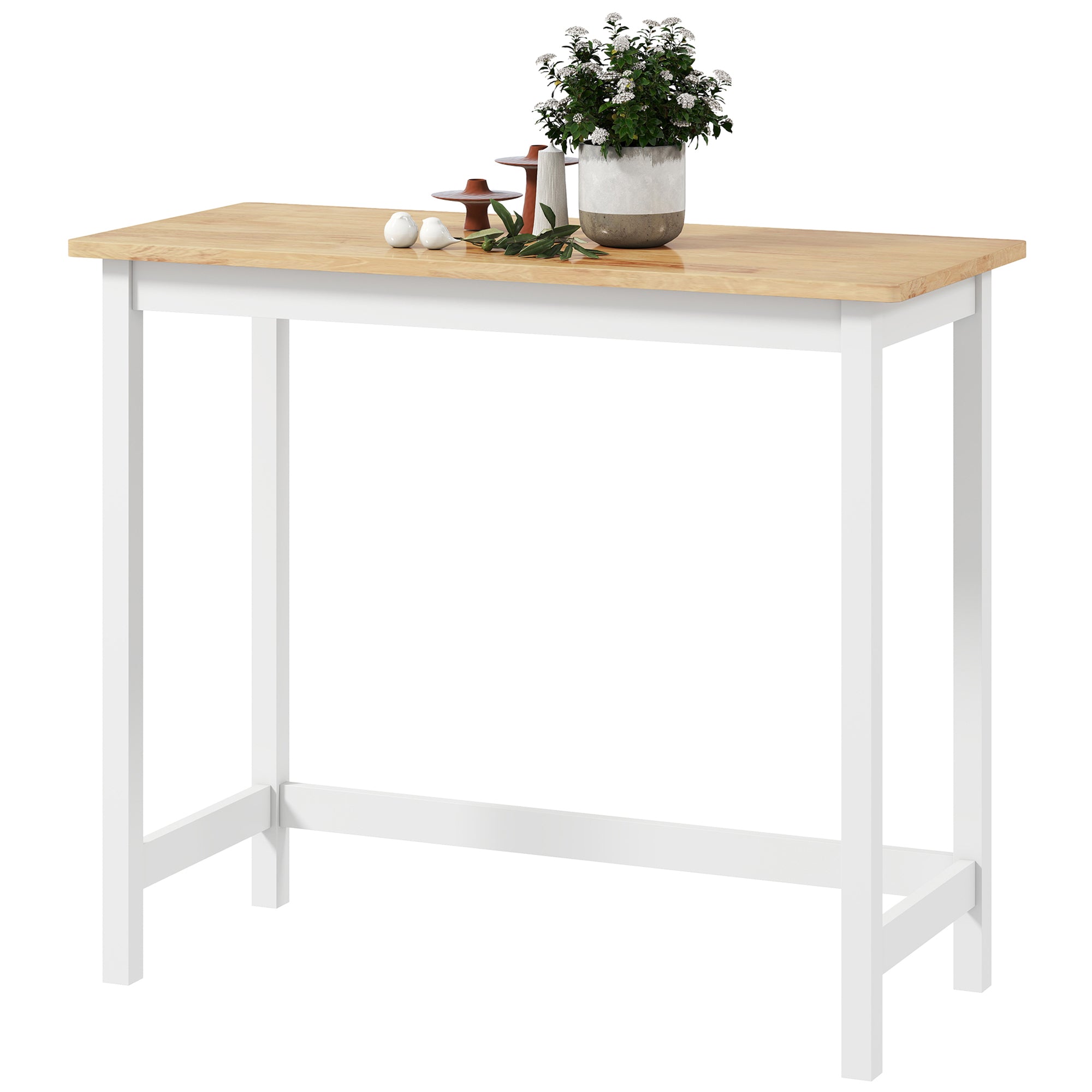 Barbord, egetræslook, kompakt, plads til 2, naturtræ + hvid