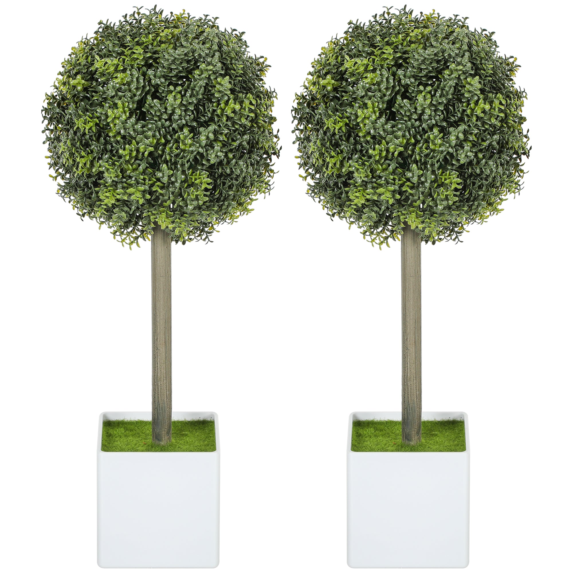 Sæt med 2 kunstige buksbomkugler 45 cm kunstig plante, kunstige plastikplanter i potte