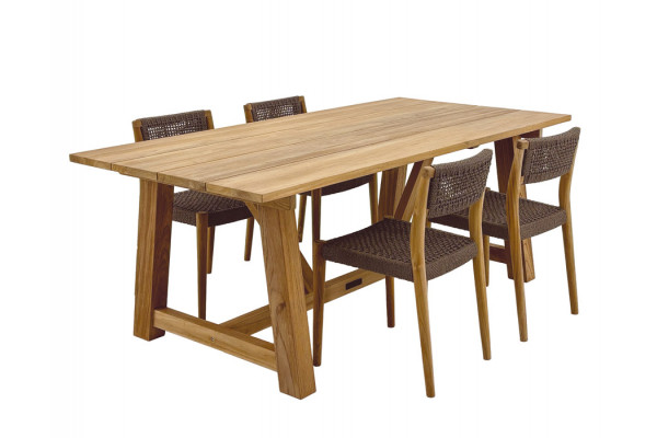 Hercules Tonka Teak havemøbelsæt m/4 stole - 100x200 cm