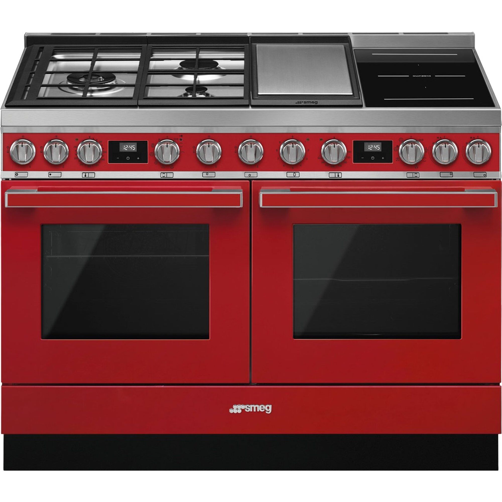 Smeg CPF120IGMPR Portofino gas-/induktionskomfur, rød