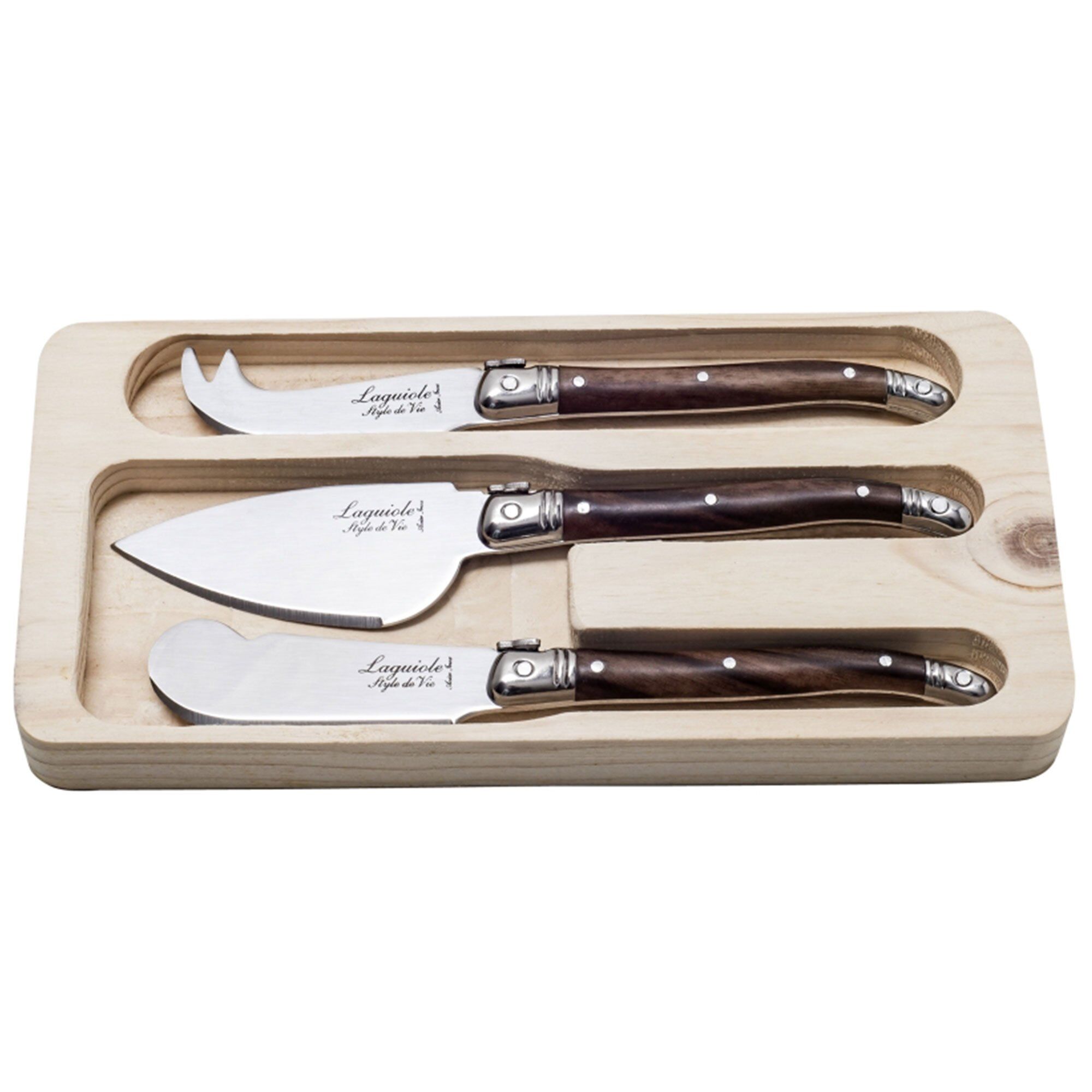 Laguiole style de vie Laguiole Ostknive 3 st, brun