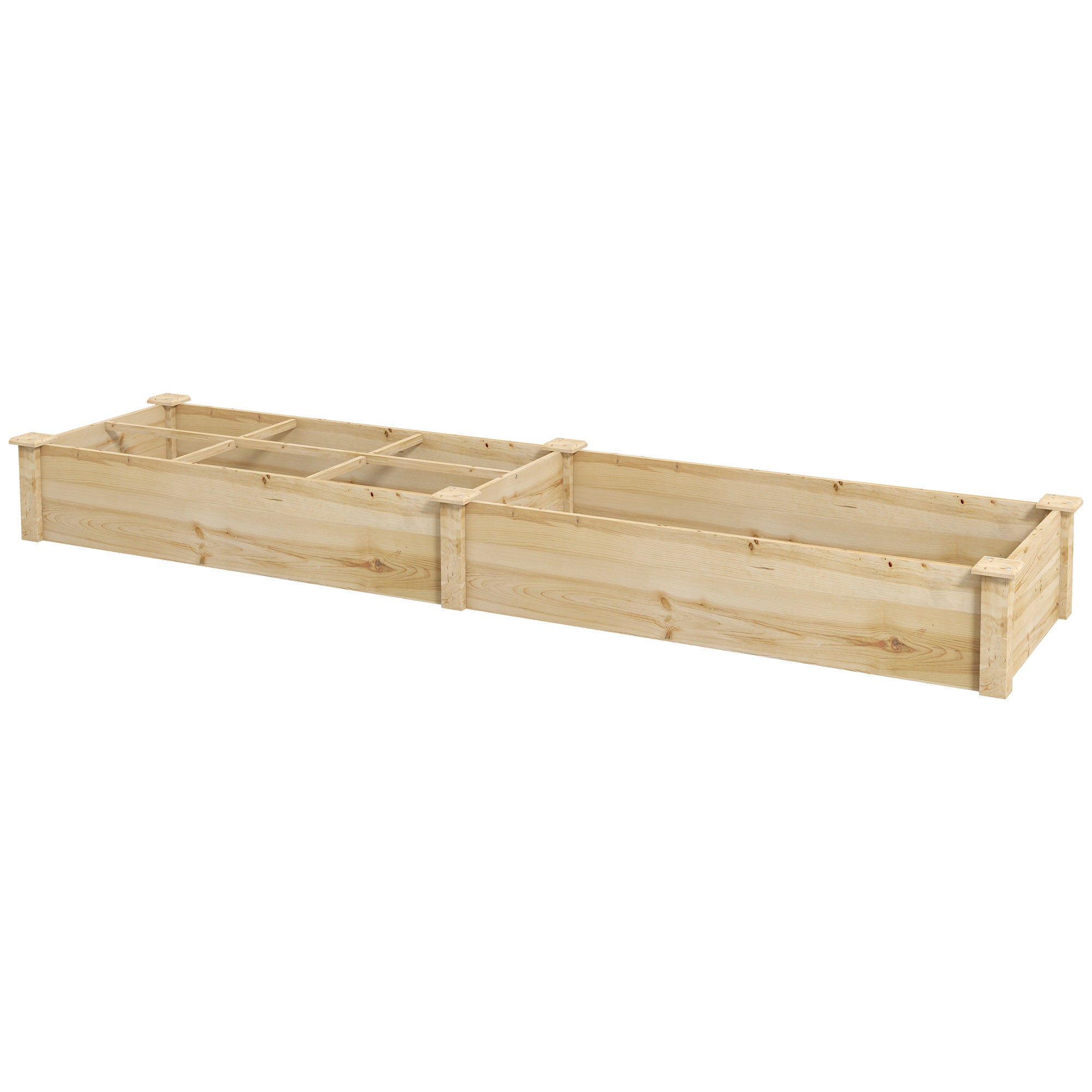 Højbed, plantekasse, 2-delt, åben bund, ramme af naturtræ, nem montering, 237 x 60 x 25 cm