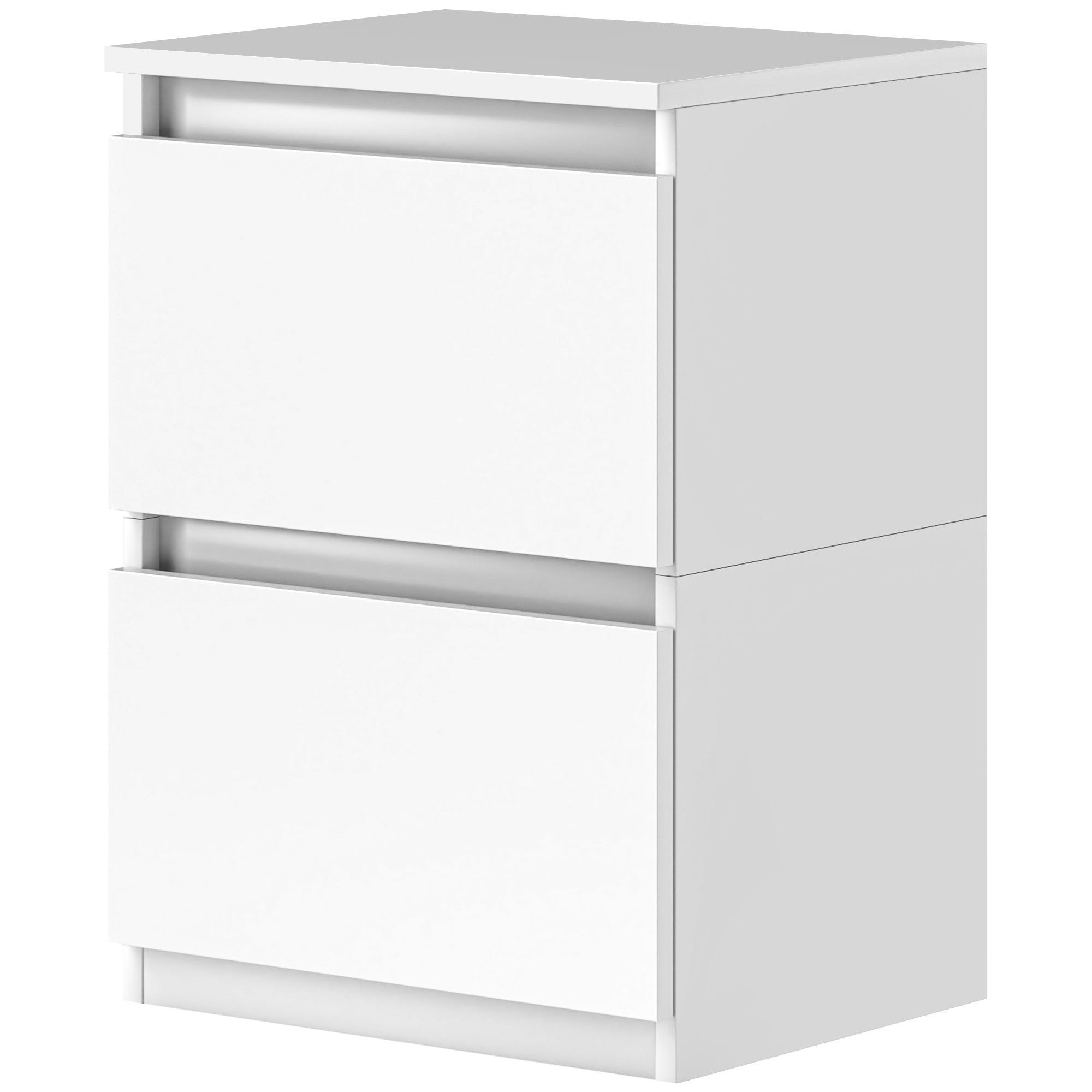 Natbord med 2 skuffer, sidebord med opbevaringsplads, til stue, soveværelse, hvid