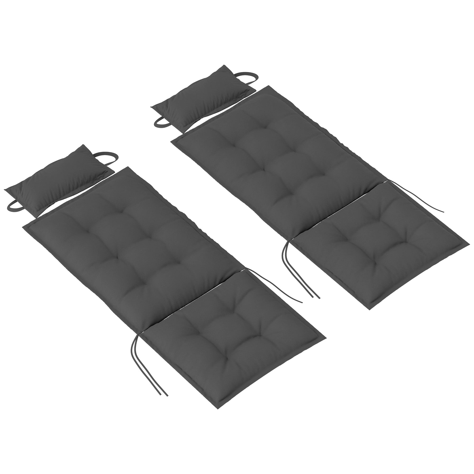 Sæt med 2 hynder til liggestol, vandafvisende hynde til haveliggestol, hynde 50x116x5 cm, mørkegrå