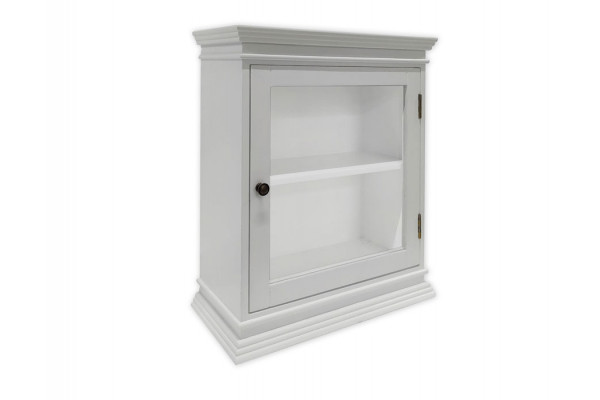 Langeland Væghængt Vitrineskab - 60x50x22,5 cm Lysgrå/Hvid